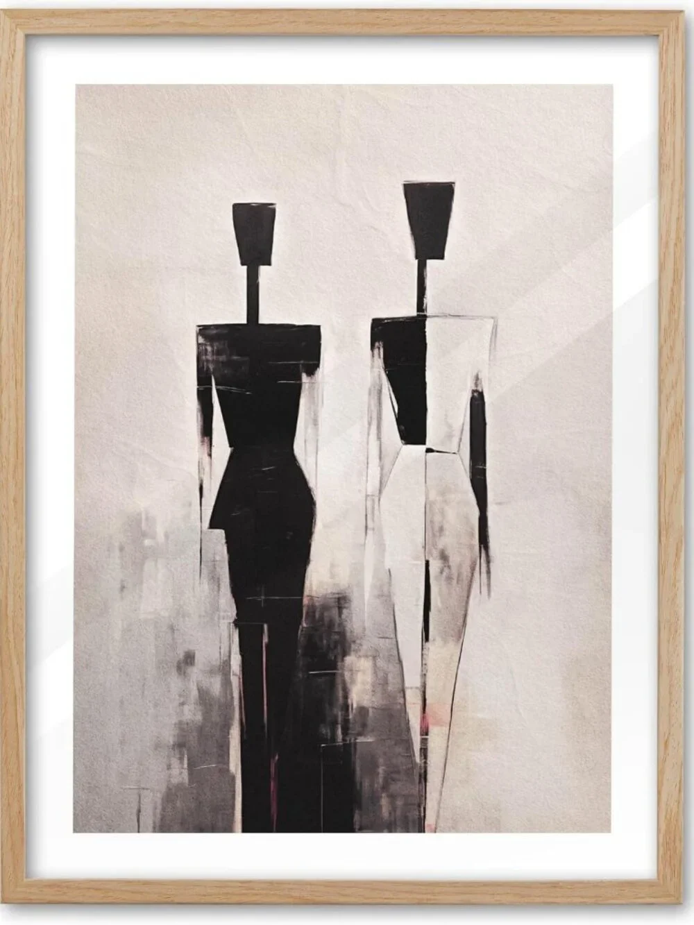Modern Minimalist Framed Wall Art - 16x20 Abstract Canvas Decor in Neutral Beige